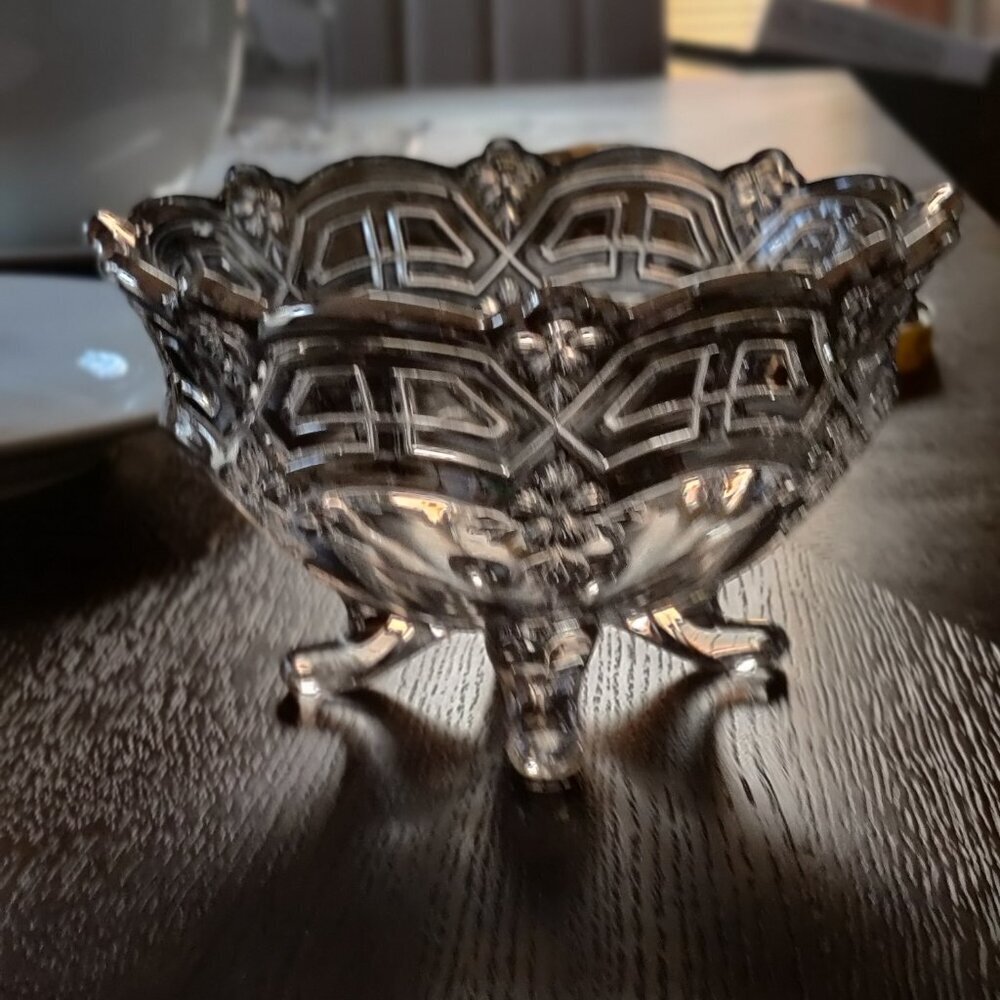American Glass Large Centerpiece Bowl with Platinum Plate Overlay